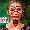 8 Sheets Halloween Face Tattoo Stickers, Horror Realistic Eyeball Handprint Bloody Wound Stitch Scar Scab Waterproof Temporary Face Tattoo Sticker for Halloween Masquerade Prank Makeup Props