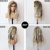 GNIMEGIL Long Ash Blonde Wigs for White Women Ombre Blonde Curly Wig Wavy Synthetic Wig Brown Dark Roots 80s Wigs Halloween Costume for Women