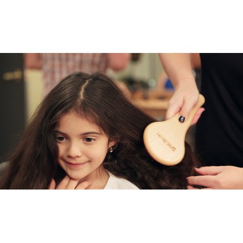 Michel Mercier Women's Wood Crafted Detangling Hair Brush for Thick Hair, Black