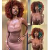 CC Hair 14inch Curly Afro Wigs for Black Women Short Kinky Curly Wigs with Bangs Black To Copper Afro Hair Synthetic Fibre Wigs BLACK R