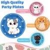 Justforjoyful 48Pcs 7" Cat Theme Party Paper Plates Cat Kitten Dessert Party Supplies Kids Girls Birthday Party Dinner Decorations Cat Paw Disposable Dinnerware Plates for Baby Shower Party Favors