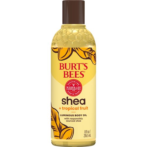 Burt's Bees Shea + Tropical Fruit Luminous Body Oil, Non-Greasy, Stocking Stuffers with Indulgent Antioxidant & Vitamin Rich Formula, Non-Irritating, Natural Origin Skin Care Christmas Gifts, 8 oz.
