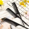 Leinuosen 3 Pack Wide Tooth Tail Combs, Black Carbon Comb Fiber Teasing Salon Back Combs Styling Comb Anti Static Heat Resistant Hair Comb, Suitable for all Kinds of Hair.