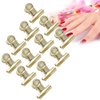 12 pieces C Curve Nail Extension Clips Nail Pinching Clips, Chip Clips Bag Clips Food Clips, Plastic Bulldog Clips Multi-function Nail Art Accessories for Shops, Office and Home Kitchen(Golden)