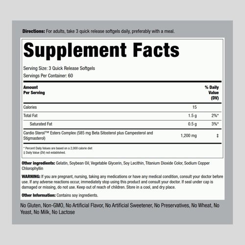 Piping Rock Beta Sitosterol Supplement for Men | 1200 mg | 180 Softgels | Plant Sterols Complex | Non-GMO, Gluten Free