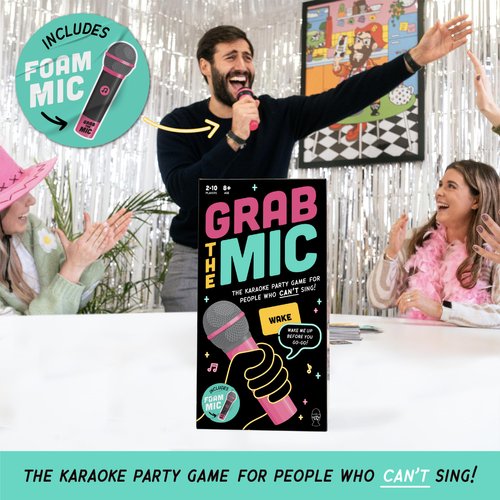 Lucky Egg Exciting Grab The Mic - The Family Karaoke Game 8+ Year Olds, 2-10 Players - Board Game for Bad Singers - 250 Lyric Cards for Fun Hilarious Games Night, Birthday Party, Kids Gift