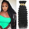 Deep Wave Curly Braiding Hair Extensions Synthetic Curly Crochet Hair High Temperature Fiber Bio Protein Hair (Natural Black 18 Inch 3 Packs 100g)