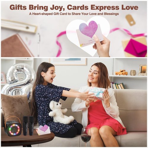 Karaoke Machine for Kids, Portable Bluetooth Mini Karaoke Microphone Singing Speaker with 2 Wireless Mic, Long Battery Life and Stereo Sound, Christmas Birthday Gifts for Family Home (Black)