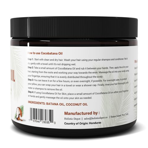 Holistic Depot CocoBatana Oil 16 Oz (454G) Batana Oil Enriched with Coconut Oil to Support Hair Growth and Encourage Beautiful Skin