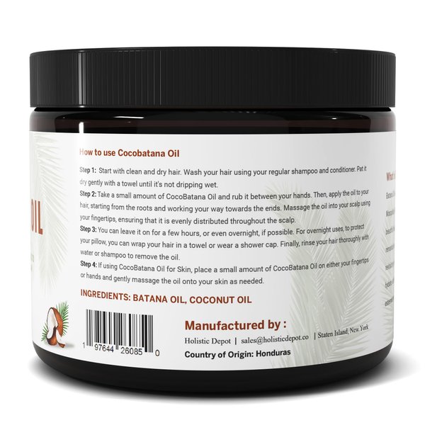 Holistic Depot CocoBatana Oil 16 Oz (454G) Batana Oil Enriched with Coconut Oil to Support Hair Growth and Encourage Beautiful Skin