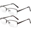 Yogo Vision Reading Glasses Set of 2 Bifocal Half Rim Metal Glasses for Reading Quality Spring Hinge Readers Men and Women +3.25