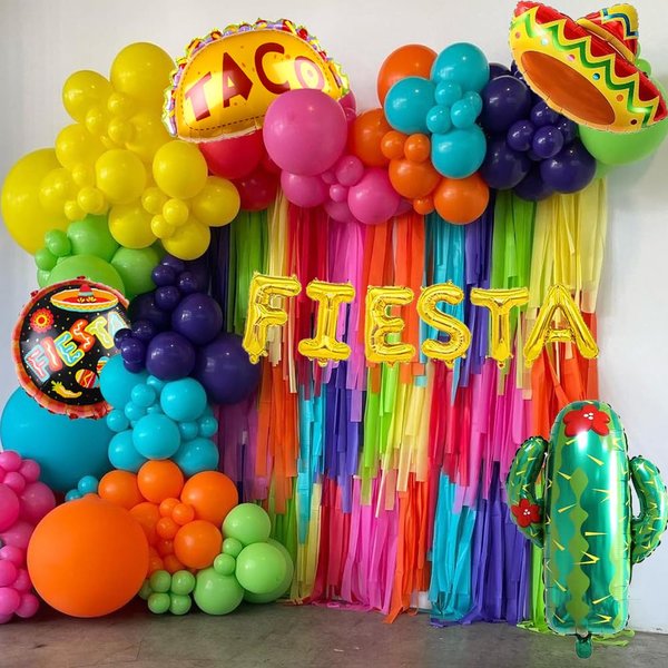 Mexican Fiesta Balloon Party Decorations 132pcs Fiesta Balloon Arch Garland Kit Llama Cactus Sombrero Balloons for Cinco De Mayo Loteria Taco Twosday Mexican Fiesta Decorations Party Supplies