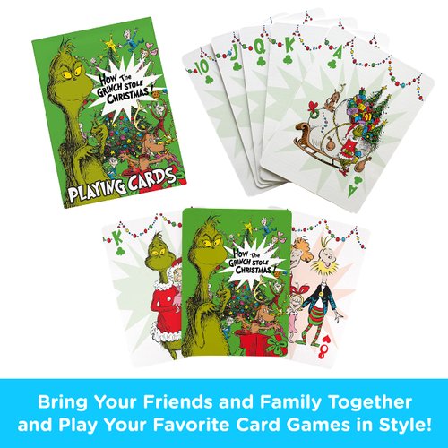 AQUARIUS Grinch Playing Cards – Deck of Cards for Your Favorite Card Game-Officially Licensed Ginch Merchandise & Collectibles-Poker Size w Linen Finish