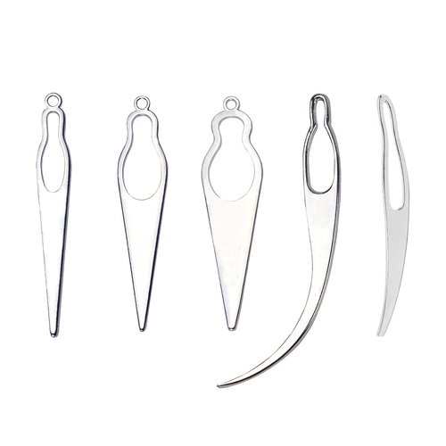 5 Pieces Interlocking Crochet Needle Set - Sisterlocks Craft Accessories for Dreadlocks, Locs, Hair Extensions, and Tightening (Silver)