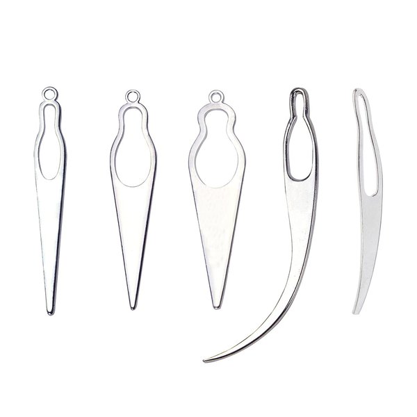 5 Pieces Interlocking Crochet Needle Set - Sisterlocks Craft Accessories for Dreadlocks, Locs, Hair Extensions, and Tightening (Silver)
