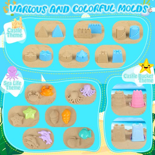 FHOZGECY Beach Toys, 21Pcs Sand Toys, Sandbox Toys with 2 in 1 Beach Truck, Collapsible Sand Bucket, Sand Castle Toys, Animal Molds, Shovel Set, Mesh Bag, Travel Toys for Kids Toddlers Boys Girls