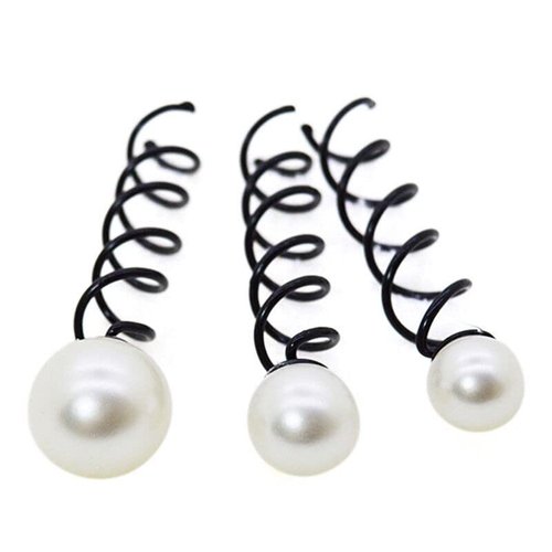 4 Pairs Pearl Spiral Hair Pin, Lovely Spiral Spin Screw Hair Pins, Spiral Spin Hair Clip Bun Stic...