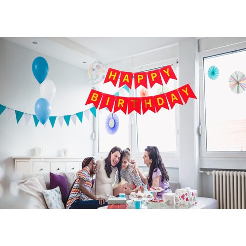 Red Happy Birthday Bunting Banner,Letters Birthday Banner Party Supplies