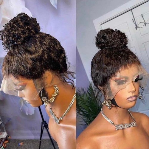 YOKADA HAIR 360 Lace Front Wigs Human Hair Pre Plucked Exotic Kinky Curly Wig 180 Density Lace Frontal Real Virgin Soft Brazilian Hair for Black Women 20 Inch (Pack of 1), 360 wig
