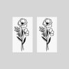 Oottati 2 Sheets Small Tiny Temporary Tattoo Stickers Black Daisy Flower