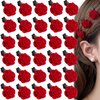 30 Pcs Red Mini Rose Flower Hair Clips, Brights Accessories Vintage Bridal Headpiece Brooch French Romanc Girls Wedding Mother's Day Halloween Birthday Valentine Christmas Party present