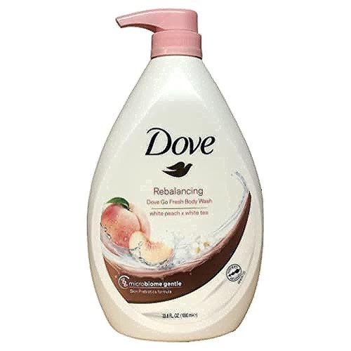 Dove Rebalancing Go Fresh Body Wash, White Peach and White Tea Scent, Microbiome Gentle, 33.8 Ounce Pump Bottle