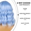 LANICE Light blue Short Bob Wigs with Bangs for Women Loose Wavy Hair Shoulder Length Wigs Synthetic Colorful Wigs for Cosplay Daily PartyUse(Light blue，12inch)