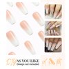 Morily Press on Nails - Pink Ombre Coffin Fake Nails Medium Length, French Tip Glossy False Stick on Fingernails for Women - 24Pcs in 12 Sizes