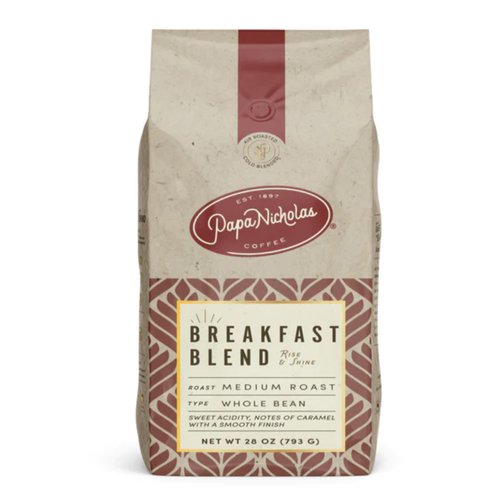 Papanicholas Coffee Whole Bean Coffee, Breakfast Blend, 28 Ounce