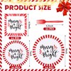 96 Pcs Christmas Party Supplies Paper Plates and Napkins Disposable Dinnerware Set Include Christmas Plates Napkins Forks for Xmas Holiday Table Decorations, Serves 24 Guests (Red White Stripe)