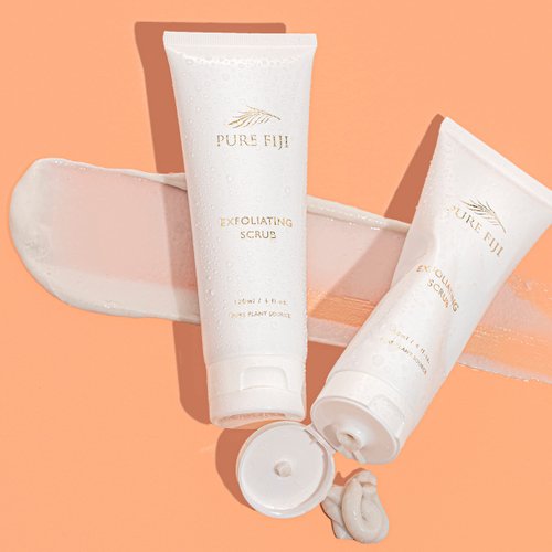 Pure Fiji Exfoliating Scrub - Facial and Body Scrub with Vitamin E, Coconut Oil Exfoliating Body Scrub for Women and Men, 4 Ounce