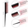 Leinuosen 3 Piece Triple Teasing Comb Rat Tail Tool and Structure Tease Layers Rattail for Women Back Combing Root Adding Volume Evening Styling (Black Red, Black Blue, Pink Black)