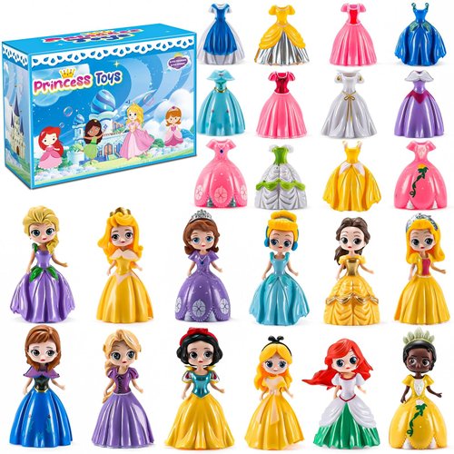 Bicakza Princess Toy for Girls - 12 Princesses with 24 Pieces of Clothing Princess Transformable Toys Perfect Decorative Idea for Fun Play, Party Favors, Classroom Prizes,Xmas Gift
