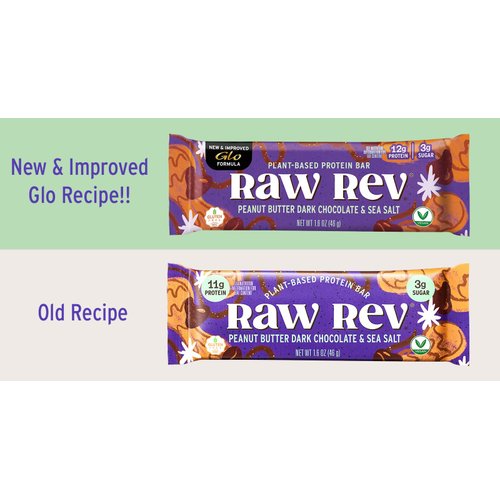 Peanut Butter Dark Chocolate & Sea Salt "New and Improved Glo" Vegan Protein Bars, 12g of Plant-Based Protein with Only 3g of Sugar, Pack of 12