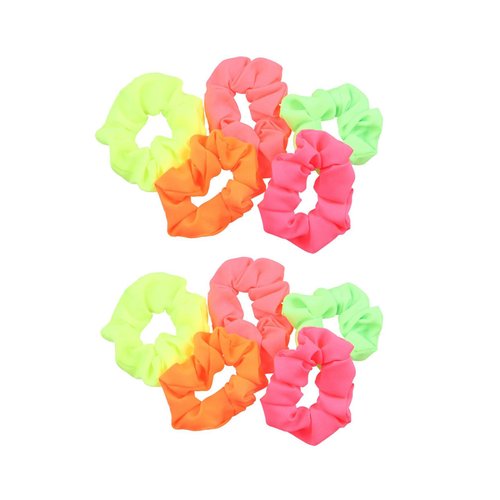 10pcs Neon Scrunchies, Elastic Hair Bands Solid Colors Hair Ties, Ponytail Holder Ropes for Girls...