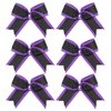 8 Inch 2 Colors Cheerleader Bows 2 Layers 6 Pcs Ponytail Holder Cheerleading Bows Hair Elastic Hair Tie (Purple/Black)