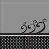 Creative Converting 16 Count 3 Ply Chic Wedding Cake Beverage Napkins, Gray/Black