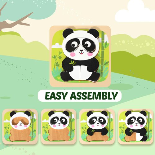 edutree Wooden Puzzles for Toddlers 2-4, 6 Pack Animal Shape Puzzle Montessori Toys for 1 2 3 Year Old, Educational Learning Toys for Girls Boys