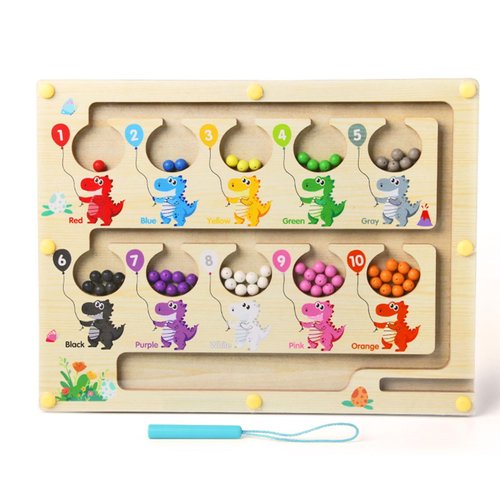Magnetic Color & Number Maze Montessori Magnetic Counting Maze Toddler Toys, Wooden Magnet Maze Board Game Toys for Boys Girls Ages 3 4 5 Years Old Preschool Learning Activities