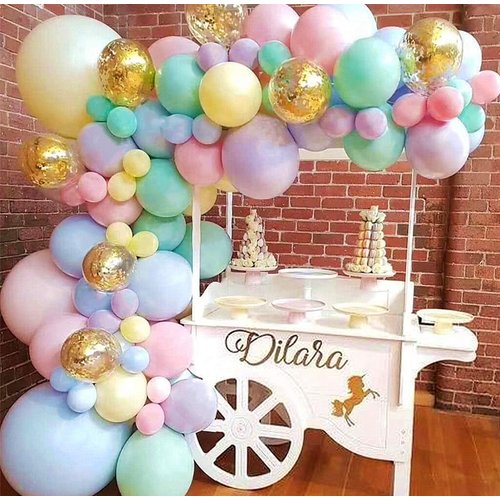 105pcs Pastel Balloons Arch Garland Kit 5" 10" 12" 18 inch Macaron Color Pastel Balloons Different Sizes and Gold Confetti Balloons Set for Easter Wedding Birthday Baby Shower Party Decorations