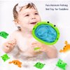 Baby Bath Toys 1 Pcs Frog Animals Fishing Net with 3 Pcs Water Floating Sea Animals Frog Toys, Bathroom Pool Water Floating Accessory Duck Crab Frog Fishing Play Set for Toddlers