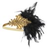 Bubbmi 1920s Flapper Headband Peacock Feather Headpiece, Great Gatsby Headband Costume Accessories for Women Showgirl Parties (BQ017black-gold)