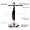 Deluxe Stainless Steel Shaving Brush Stand Holder for Razor & Brush - Extra Wide Openings, Weighted Base Black Handle