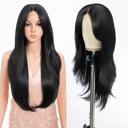 Style Icon 26&quot; Synthetic Lace Front Wigs HD Lace Middle Part Wigs Long Straight Wigs for Women Pr...
