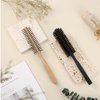 2 Pieces Thick Hair Comb Set: Blow Drying Round Brush for Short Hair Styling and Detangling Massage Comb (Black, Wood Color)