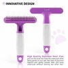 POODLIE Poodle Pet Dog Grooming Rake| Dematting Tool with Stainless Steel Shedding Comb for Pets | 2 Rows of Pins Gently Remove Loose or Tangled Hair from Undercoat | Purple Handle