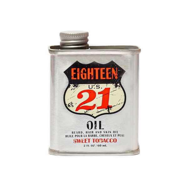 18.21 Man Made Hair, Skin & Beard Oil for Men Sweet Tobacco Scent - Non-Greasy, Conditioning Balm with Castor Seed, Jojoba, and Argan Oils - Premium Tattoo and Mustache Care Products 2oz