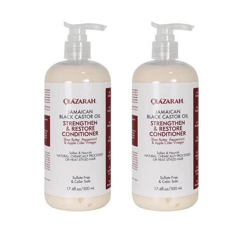 OLAZARAH Jamaican Black Castor Oil Strengthen & Restore Conditioner with Shea Butter, Peppermint and Apple Cider Vinegar to Soften & Nourish (17 oz., 2pk)
