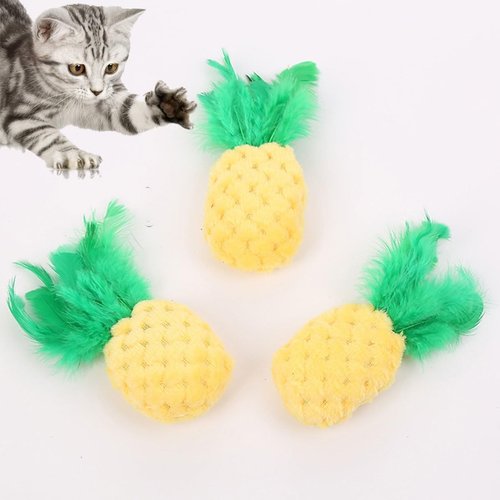 Yellow Pineapple Shape Cat Chew Toy - Cat Catnip Molar Toys Teeth Cleaning Toy Pet Bite Resistant Pet Supplies,Fun Toy for Cat Exercise Interactive Toys Cat Plush Playing Toy for Cat Catnip Toys