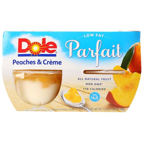 Dole Fruit Bowls, Peaches & Crème Parfait, 4.3oz, 4 cups